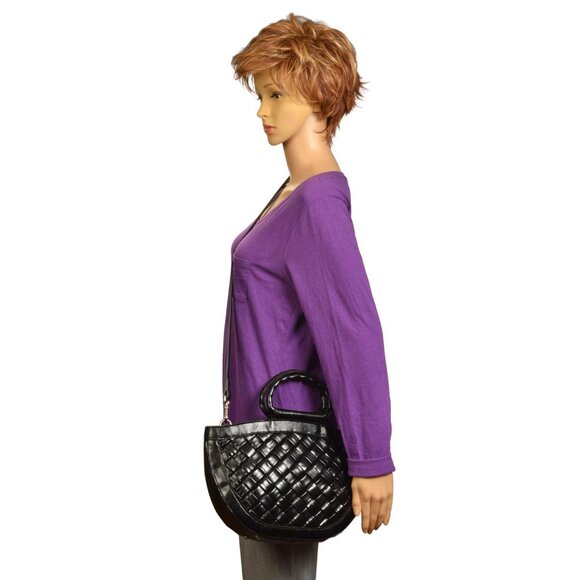 PATRICIA NASH OSSI WOVEN SATCHEL BLACK (SHOULDER STRAP ADDED) - Picture 15 of 15